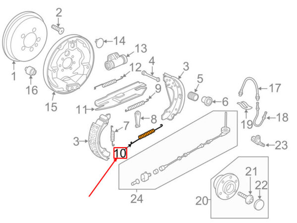 5C0609717 - NEW VOLKSWAGEN BEETLE A5 REAR DRUM BRAKE LOWER TENSION SPRING 5C0609717 OEM