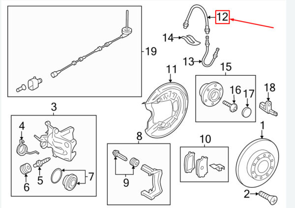 5C0611775E - NEW VW BEETLE 5C1 REAR BRAKE HOSE 5C0611775E ORIGINAL