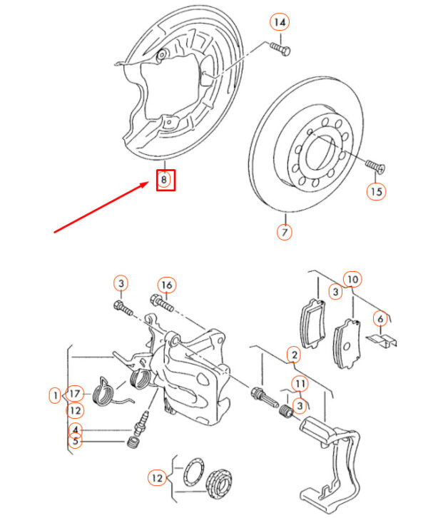 5C0615611A - NEW VOLKSWAGEN BEETLE A5 REAR LEFT BRAKE DISC COVER PLATE 5C0615611A ORIGINAL