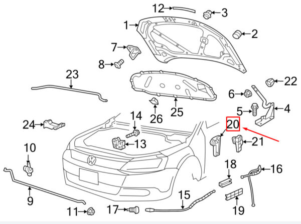 5C18235339B9 - NEW VW JETTA MK6 16 FRONT INTERIOR HOOD RELEASE HANDLE LHD 5C18235339B9 ORIGINAL