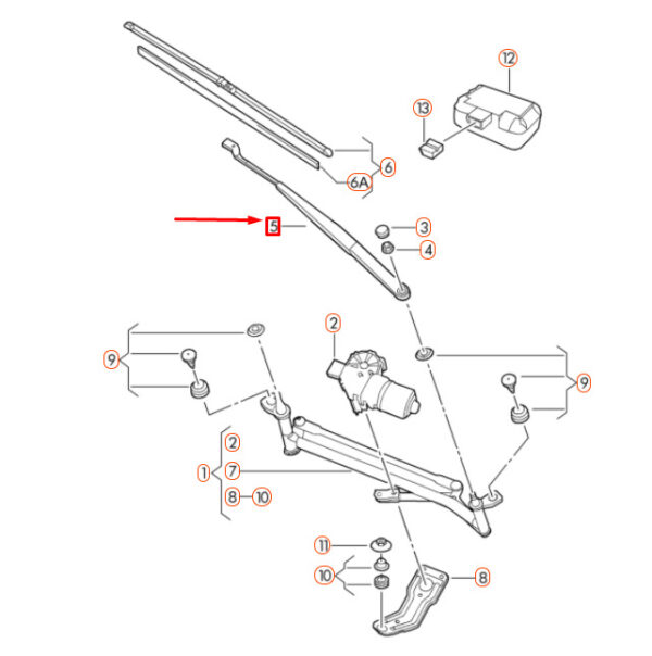 5C1955410 - NEW VW BEETLE A5 FRONT RIGHT AERO WIPER ARM LHD 5C1955410 ORIGINAL