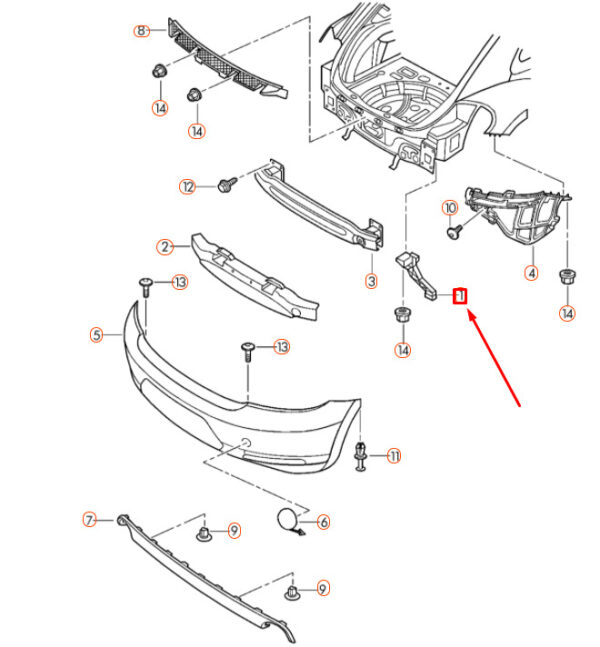 5C5807132A - NEW VOLKSWAGEN BEETLE A5 REAR BUMPER RIGHT BRACKET 5C5807132A ORIGINAL