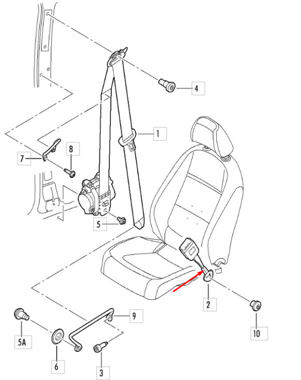 5C5857755BYLZ - NEW VOLKSWAGEN BEETLE 5C FRONT SEAT BUCKLE 5C5857755B YLZ 5C5857755BYLZ