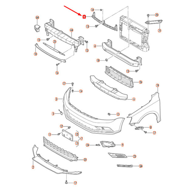 5C6805706J - NEW VOLKSWAGEN JETTA A6 FRONT BUMPER CENTER GUIDE SECTION 5C6805706J ORIGINAL