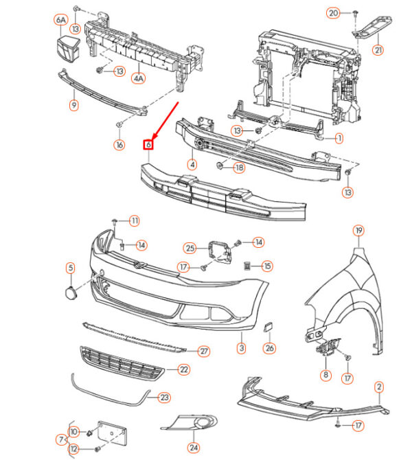 5C6807248D - NEW VOLKSWAGEN JETTA A6 FRONT BUMPER FOAM FILLER PIECE 5C6807248D ORIGINAL