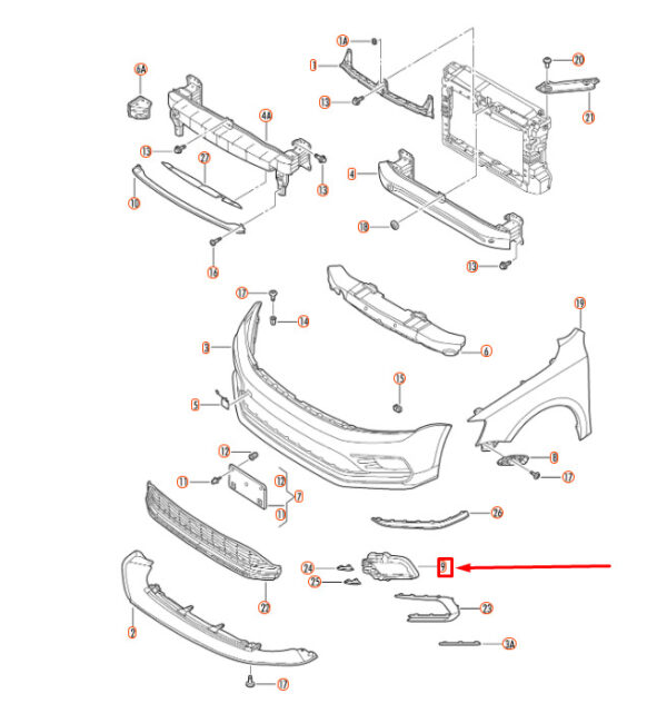 5C6807262A - Volkswagen JETTA A6 Front Right Fog Light Housing 5C6807262A NEW GENUINE