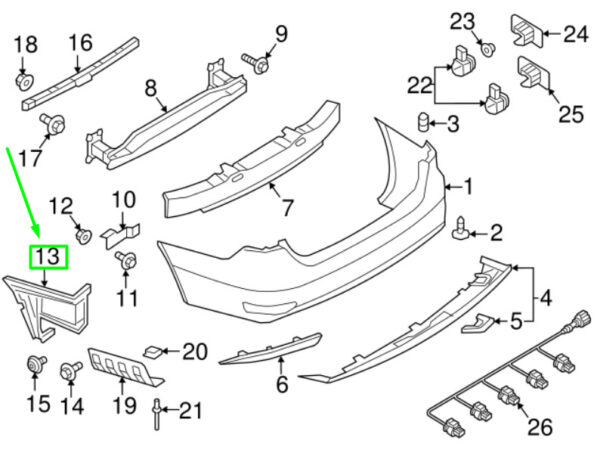 5C6807375 - NEW VOLKSWAGEN JETTA A6 MK6 REAR LEFT BUMPER RETAINER 5C6807375