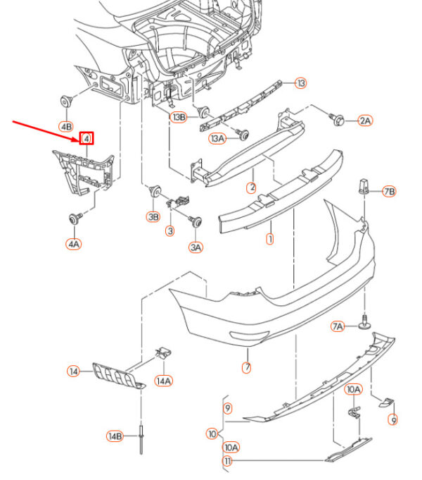 5C6807393B - NEW VOLKSWAGEN JETTA A6 REAR BUMPER LEFT GUIDE PROFILE 5C6807393B ORIGINAL