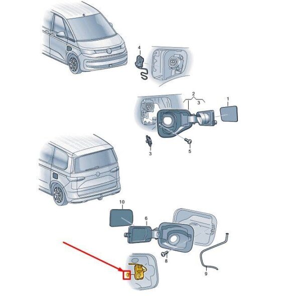 5C6810773J - VW MULTIVAN T7 ST ACTUATOR FUEL FILLER FLAP REAR LEFT 5C6810773J NEW GENUINE