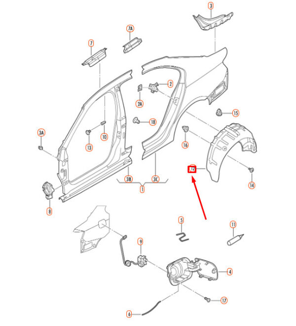 5C6810971A - NEW JETTA A6 REAR LEFT WHEEL ARCH SHELL 5C6810971A GENUINE