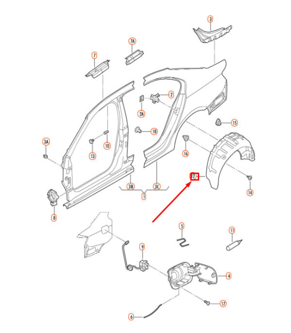 5C6810972B - NEW JETTA A6 REAR RIGHT WHEEL ARCH SHELL 5C6810972B GENUINE