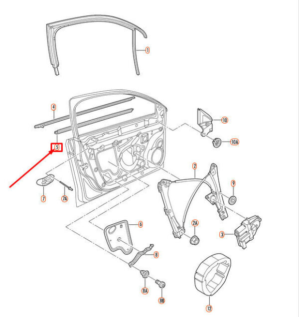 5C68374795AP - OEM VW JETA MK6 FRONT LEFT INNER WINDOW APERTURE SEAL 5C68374795AP GENUINE