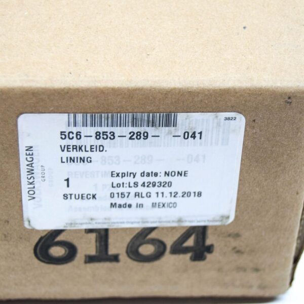 5C6853289041 - NEW VOLKSWAGEN JETTA MK6 EXTERIOR LEFT B-PILLAR LINING TRIM 5C6853289041