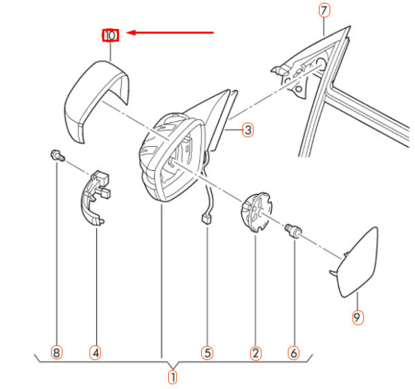 5C6857537 - Volkswagen BEETLE A5 Front Left Door Mirror Cover Cap 5C68575379B9 NEW GENUINE