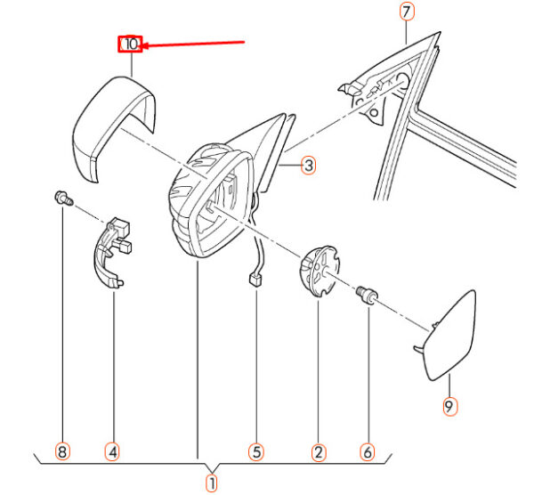 5C6857537A - VW BEETLE A5 Front Left Door Mirror Cover Cap 5C6857537AGRU NEW GENUINE