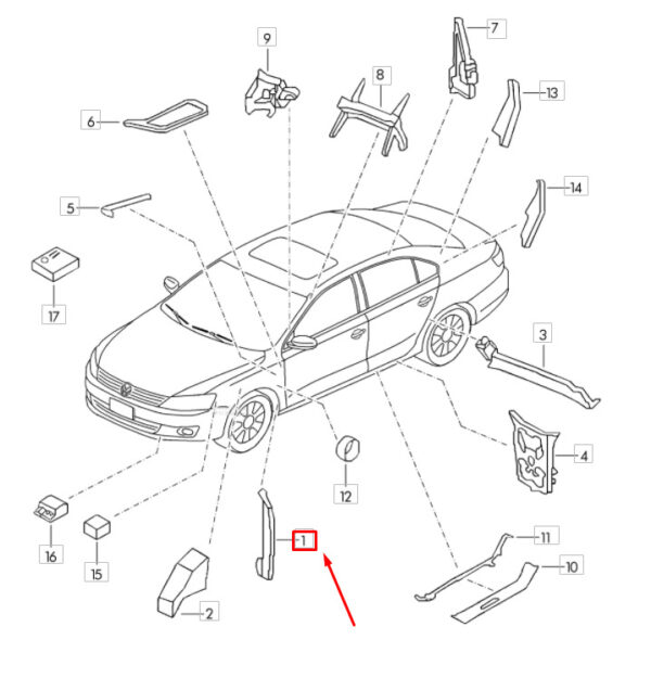 5C6864235B - OEM VOLKSWAGEN JETTA A6 FRONT LEFT GENUINE REAR INSULATION 5C6864235B GENUINE
