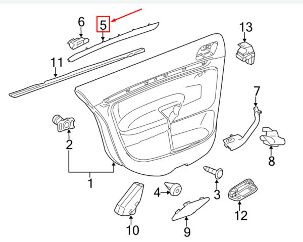 5C6867450CMP3 - New VW JETTA MK6 16 Rear Left Door Trim Molding 5C6867450CMP3