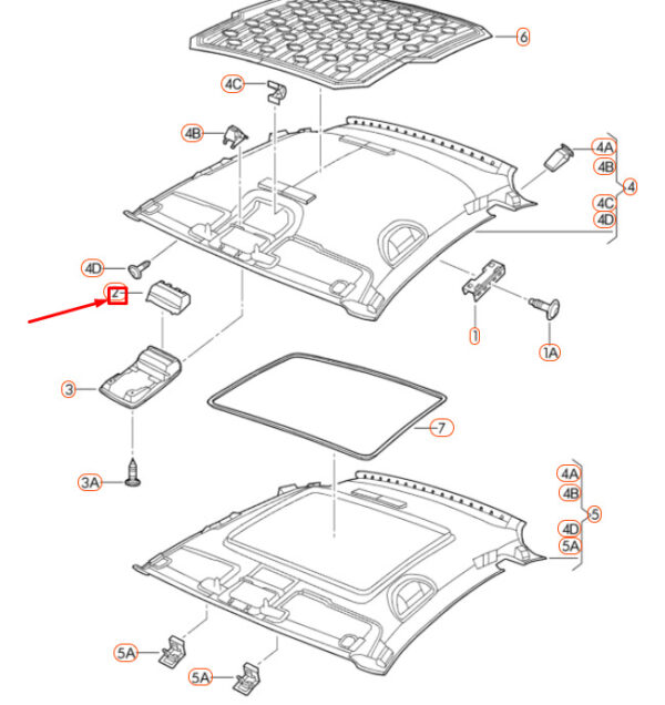 5C6868837A - Volkswagen BEETLE A5 roof storage room 5C6868837A82V NEW REAL