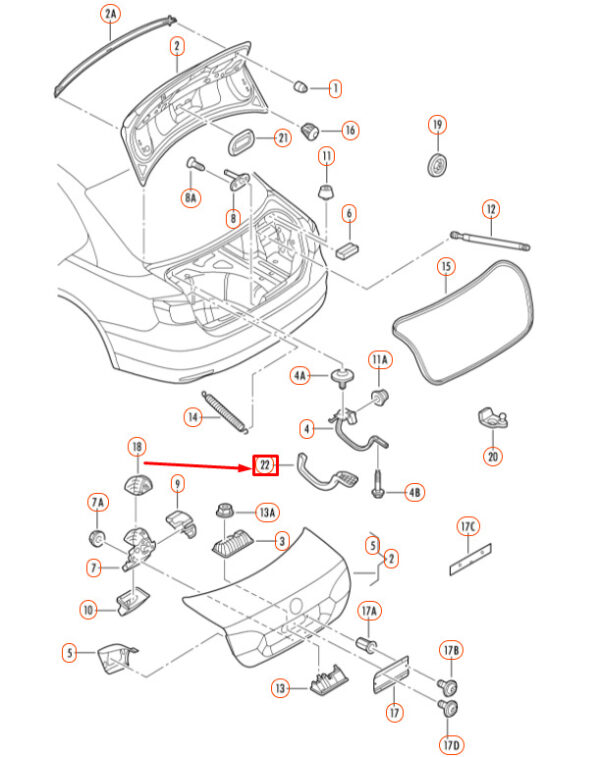 5C687736482V - NEW VOLKSWAGEN JETTA A6 MK6 REAR RIGHT TRUNK HINGE COVER 5C687736482V ORIGINAL