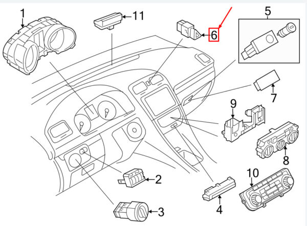 5C6953509A - NEW VW JETTA MK6 16 WARNING FLASH SWITCH 5C6953509A ORIGINAL