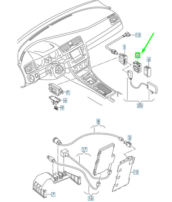 5G0035222H - NEW VOLKSWAGEN PASSAT B8 3G AUX/USB CONNECTORS 5G0035222H