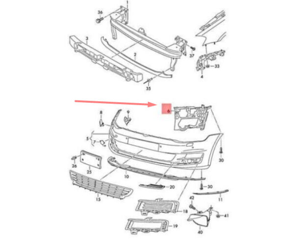 5G0807723J - NEW VOLKSWAGEN GOLF 5G MK7 FRONT LEFT BUMPER BRACKET 5G0807723J