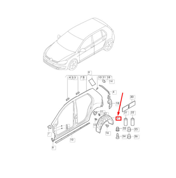 5G0810972D - OEM VOLKSWAGEN GOLF MK7 REAR RIGHT WHEEL HOUSING LINER 5G0810972D GENUINE
