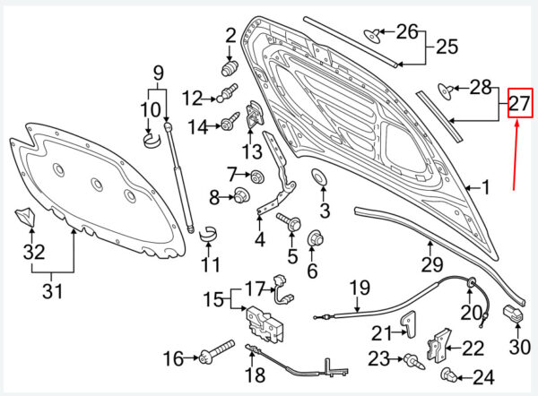 5G0823709A - NEW VW GOLF VII 5G MK7 FRONT HOOD SEAL 5G0823709A ORIGINAL