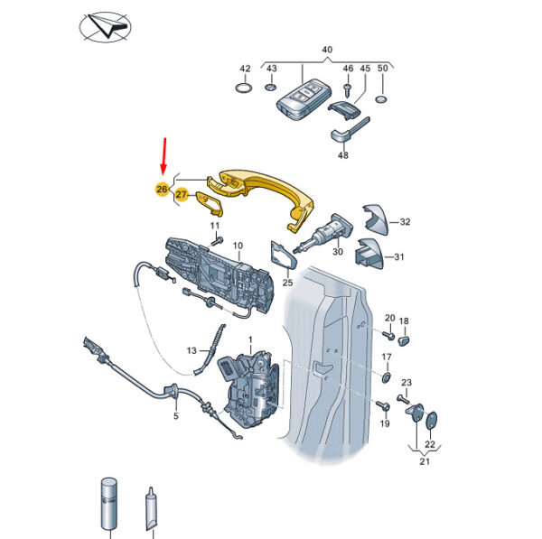 5G0837205RGRU - Volkswagen Arteon door handle front left 5G0837205RGRU NEW ORIGINAL