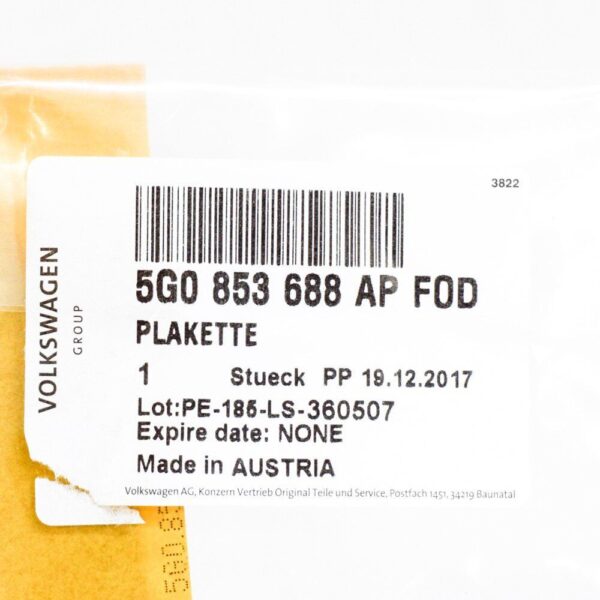 5G0853688APFOD - Volkswagen Golf Mk7 New Genuine Front Right Fender R-Line Emblem 5G0853688APFOD