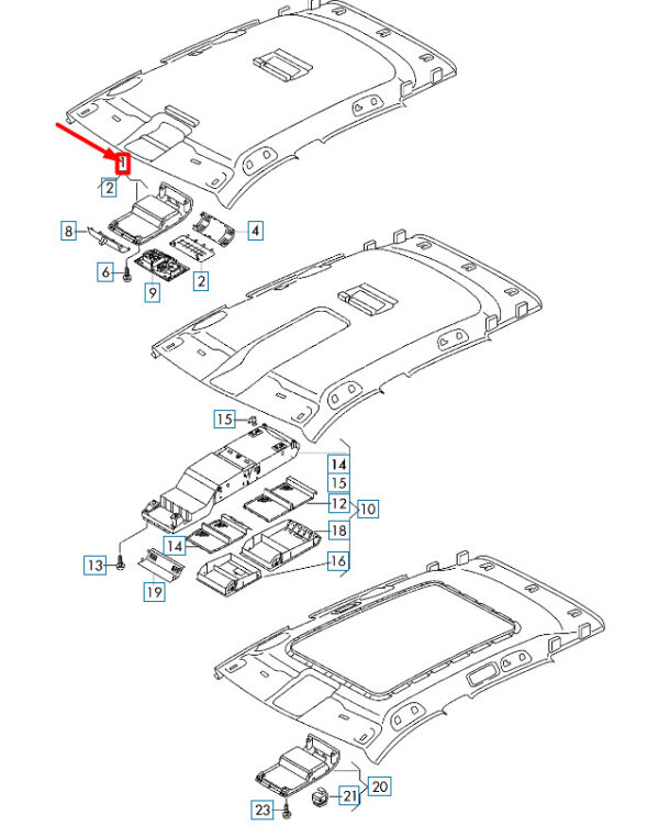 5G0868837BRM5 - NEW VOLKSWAGEN ARTEON 3H7 ROOF CONSOLE TRAY 5G0868837BRM5