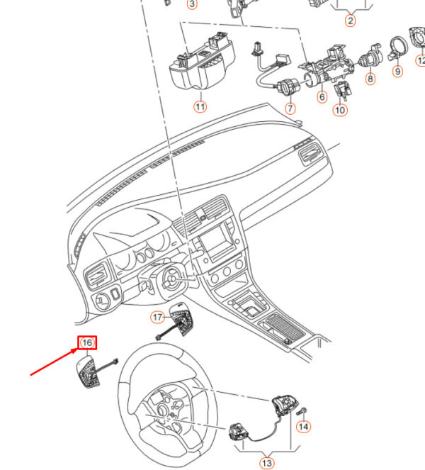 5G0951527BWHS - NEW VW GOLF 5G MK7 LEFT STEERING WHEEL TIPTRONIC PADDLE 5G0951527BWHS ORIGINAL