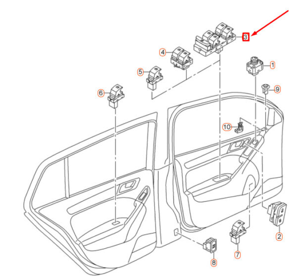 5G0959857BWHS - NEW VW GOLF 5G MK7 FRONT LEFT WINDOW REGULATOR SWITCH LHD 5G0959857BWHS OEM