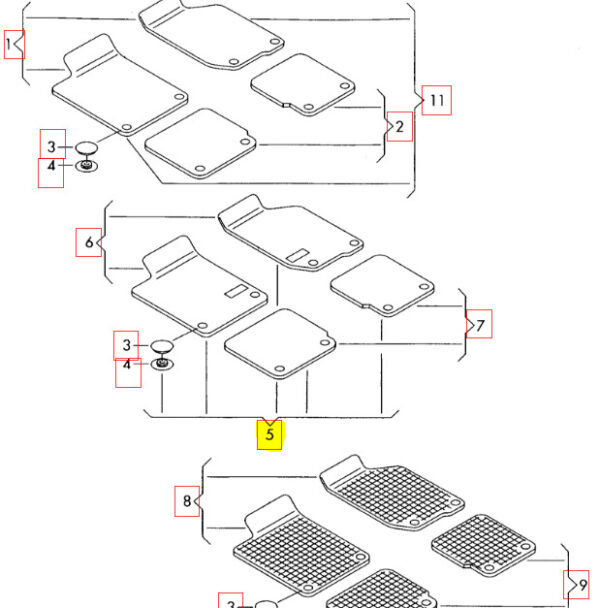 5G1061270AHY - New Genuine VW GOLF GTI (13-17) LHD Carpeted Floor Mats Full Set 5G1061270AHY