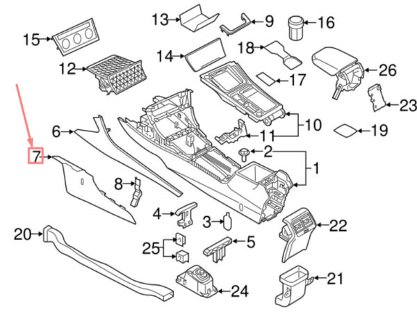 5G189830082V - NEW VOLKSWAGEN GOLF 5G MK7 CENTER CONSOLE LOWER PANEL TRIM 5G189830082V