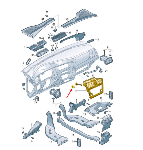 5G2819728AKQYI - NEW VW GOLF MK7 DASHBOARD CENTER AIR VENT RHD 5G2819728AKQYI ORIGINAL