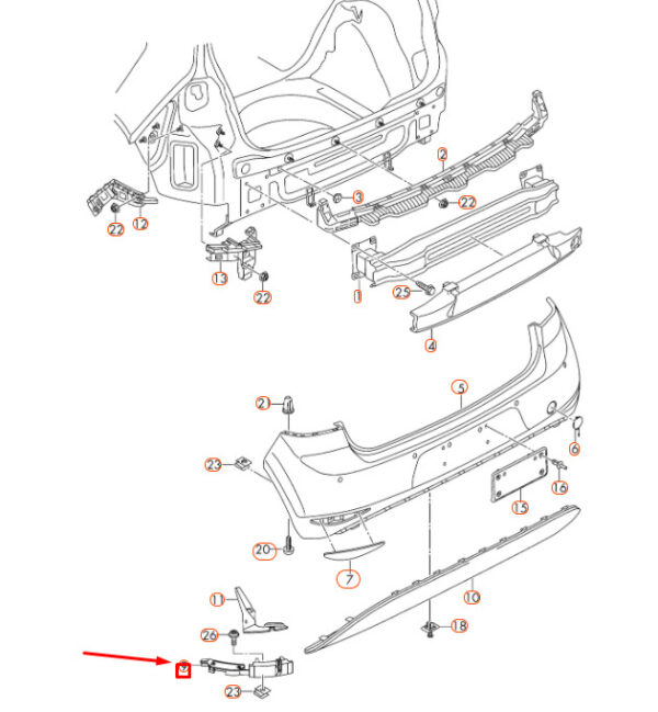 5G6807509 - NEW VOLKSWAGEN GOLF MK7 REAR DIFFUSER FILLER LEFT 5G6807509 ORIGINAL