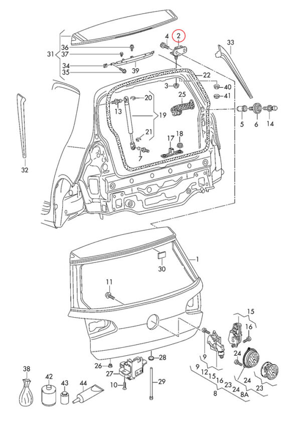 5G6827301B - New Genuine VOLKSWAGEN E-Golf Mk7 14-18 Rear Trunk Lid Hinge 5G6827301B OEM