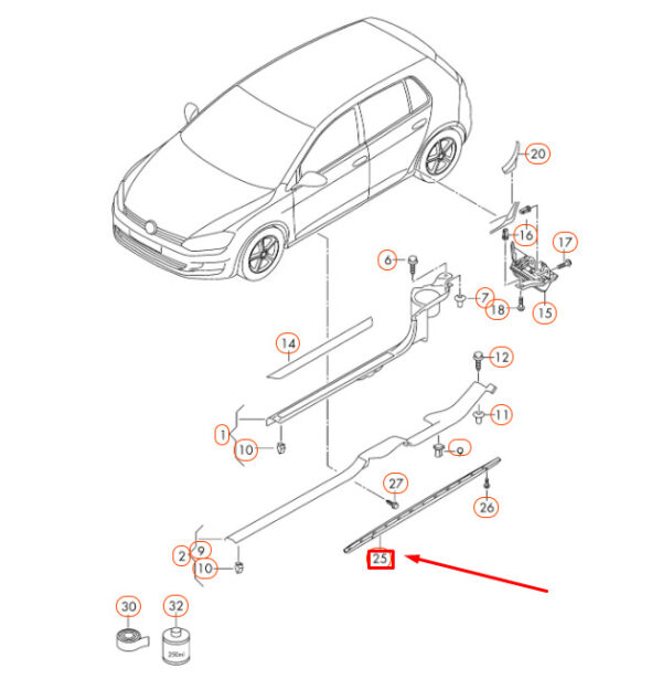 5G6853859B - OEM VOLKSWAGEN GOLF MK7 LEFT SIDE MEMBER TRIM 5G6853859B9B9 GENUINE