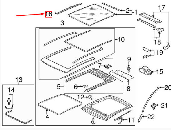 5G6877781 - NEW VOLKSWAGEN GOLF 5G MK7 SUNROOF GLASS MOLDING 5G6877781 ORIGINAL