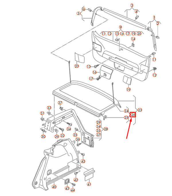 5G6898780 - NEW VOLKSWAGEN GOLF MK7 PARCEL SHELF COVER BRACKET REPAIR SET 5G6898780