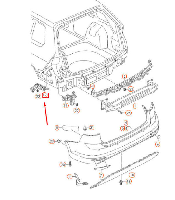 5G9807376 - OEM VOLKSWAGEN GOLF MK7 REAR RIGHT BUMPER GUIDE PROFILE 5G9807376 GENUINE