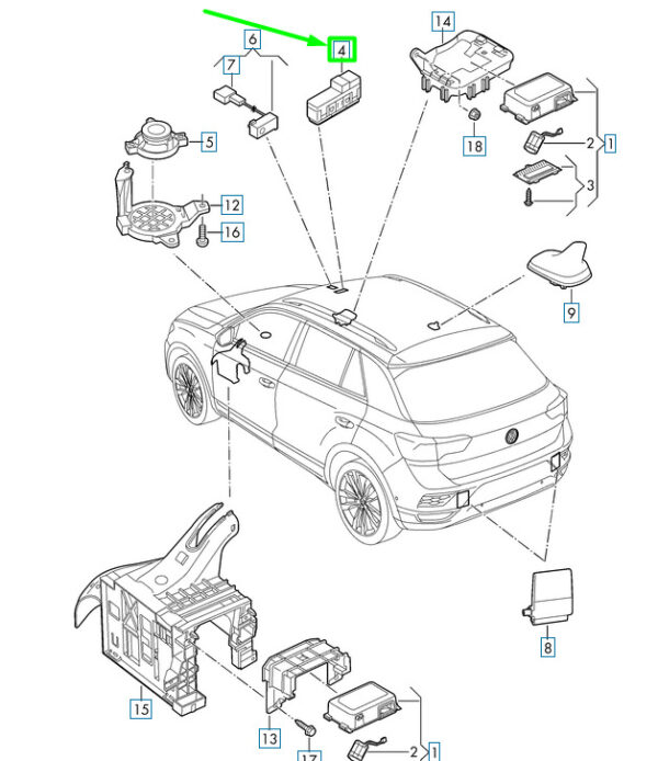 5GM035624QJC - NEW VW PASSAT B8 3G ONLINE SERVICE OVERHEAD SWITCHES 5GM035624QJC