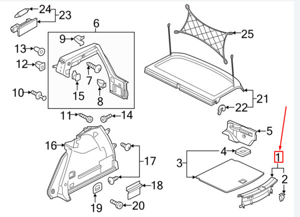 5GM86345982V - NEW VW GOLF VII 5G MK7 REAR LOCK CARRIER TRIM 5GM86345982V ORIGINAL