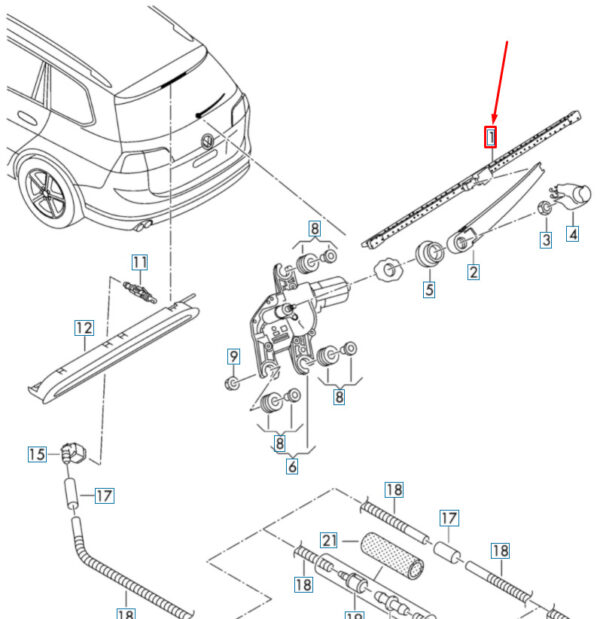 5GM955427B - NEW VOLKSWAGEN GOLF VARIANT BA MK7 REAR GLASS WIPER BLADE BLADE 5GM955427B