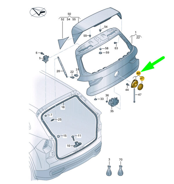 5H0827469L - VW Golf Mk8 Rear Lid Opera. Mechanism With Micro Switch 5H0827469TDPJ NEW GENUINE