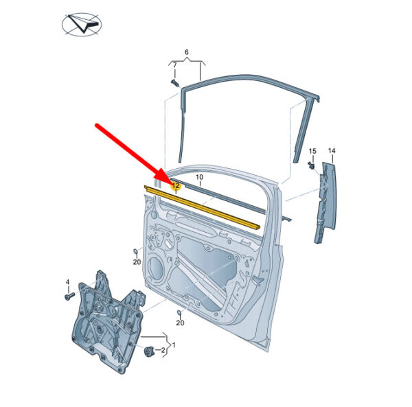 5H4837479 - NEW VW GOLF MK8 FRONT LEFT DOOR WINDOW INNER APERTURE SEAL 5H4837479