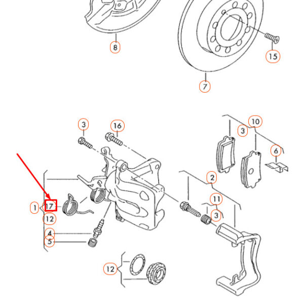 5K0615295 - NEW OEM VW BEETLE A5 REAR LEFT SPRING BRAKE CALIPER SPRING 5K0615295 GENUINE