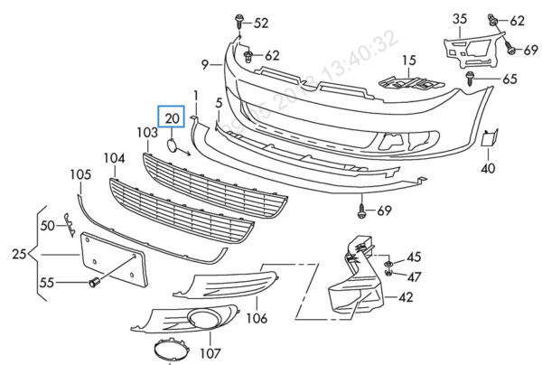 5K0807241EGRU - NEW VOLKSWAGEN GOLF MK6 FRONT BUMPER DRAW HOOK EYE COVER 5K0807241EGRU