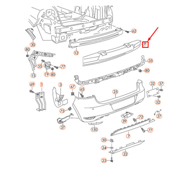 5K0807251A - NEW VOLKSWAGEN GOLF MK6 REAR BUMPER FOAM FILLER PIECE 5K0807251A ORIGINAL